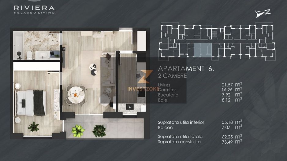 InvestZone vinde apartament 2 camere decomandat in complexul Riviera - Poză 1
