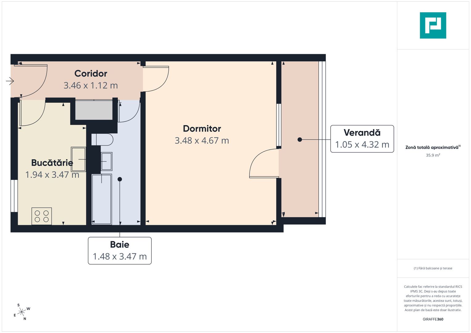 Apartament cu 1 cameră, confort și funcționalitate - Poză 6