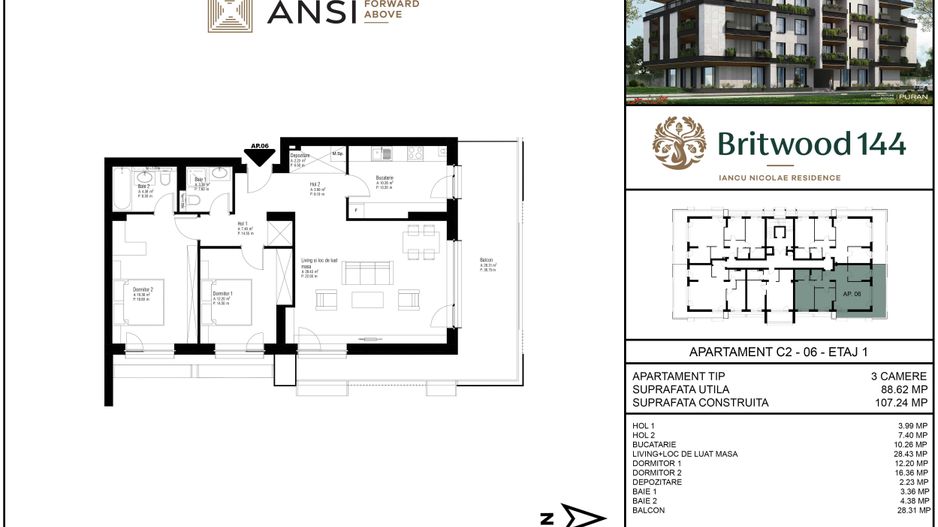 De vânzare apartament 3 camere – BRITWOOD 144, Iancu Nicolae - Poză 2