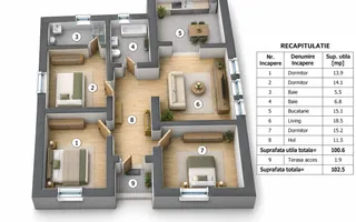 Casa 4 camere, 102 mp, teren 500 mp, fotovoltaice, Holboca - Schiță 29