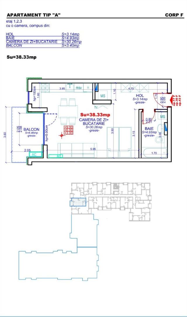 Apartament 43, Corp F – Studio | 38,51 mp | Etaj 3 | Jabri Nord Reside - Poză 4