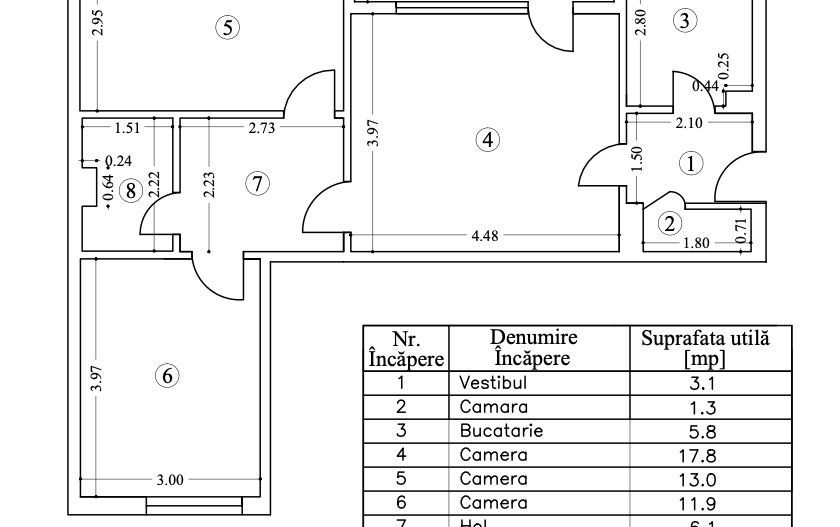 Apartament 3 camere de renovat in bloc anvelopat in zona Obor - Schiță 4
