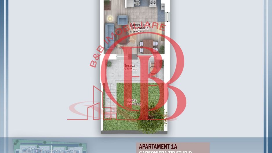 Oferta Lansare 2 camere cu gradina incalzire pardoseala - Schiță 1