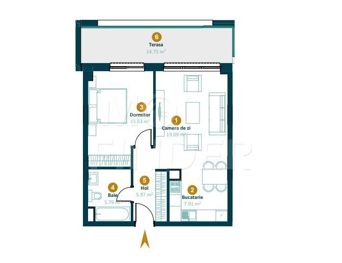 Vanzare apartamente 2 camere, imobil nou - Poză 4