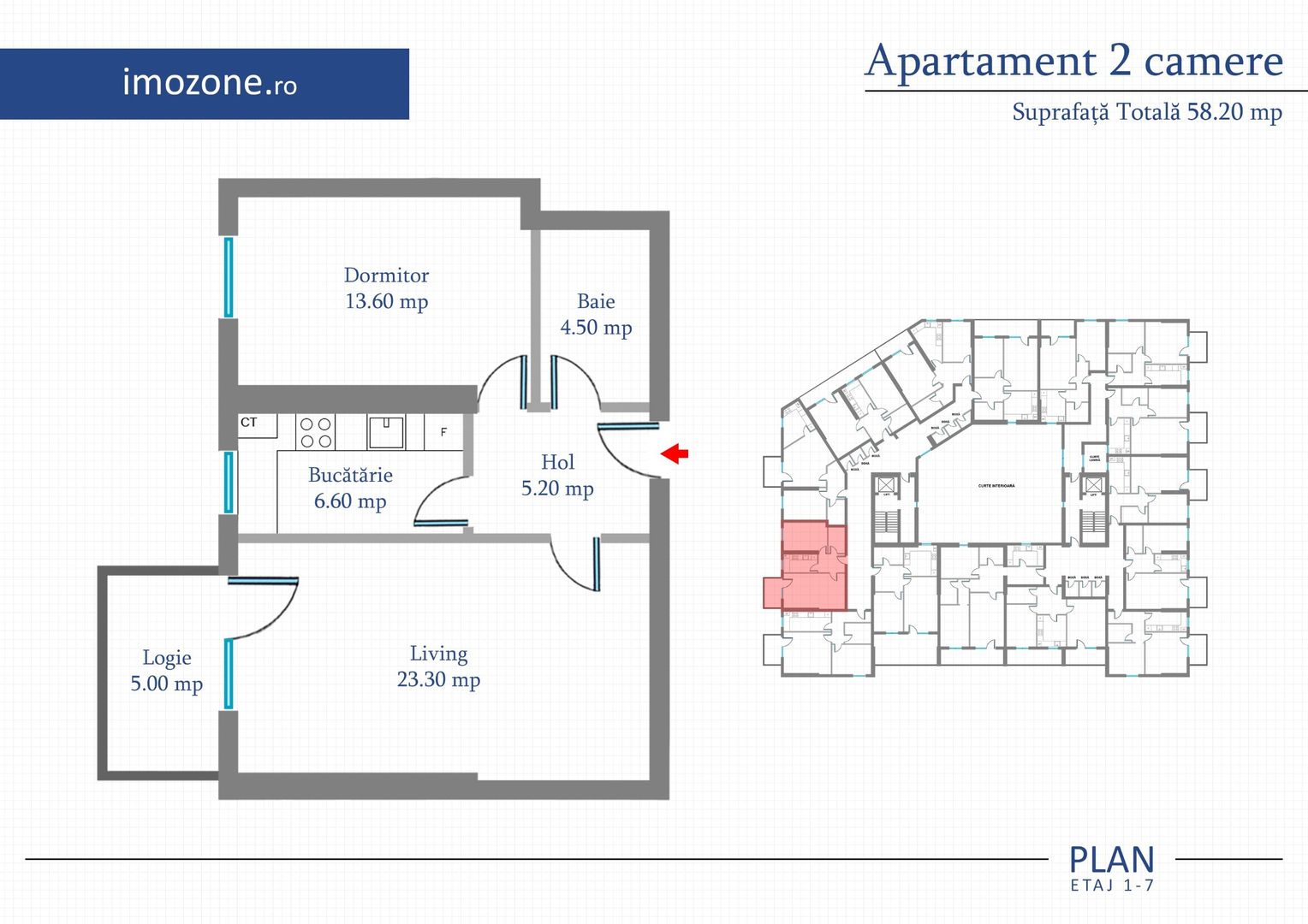 Metrou Pacii / Preciziei | Militari - 2 Camere | 58.2 mp | Bloc Nou | FINALIZAT - Schiță 14
