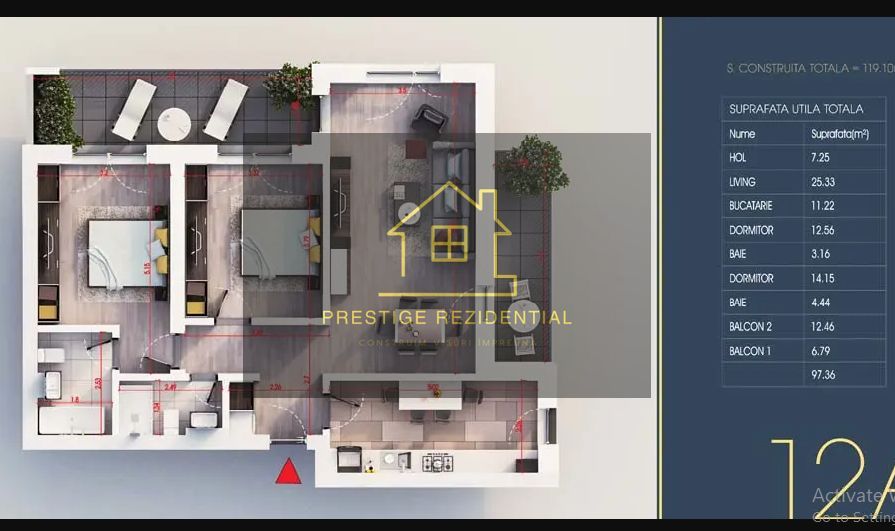 3 camere , finalizat,Incalzere Pardoseala,Titan-Auchan - Schiță 3