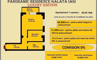Apartament decomandat de vanzare in Iasi, Galata, 43.63 mp, bloc nou - Poză 2
