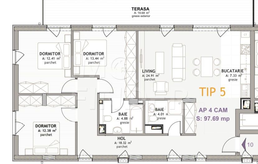 Vânzare apartament 4 camere imobil nou, Borhanci - Poză 2