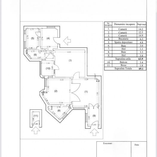 Apartament 3 camere Unirii Horoscop | Renovat complet | Imobil cu lift - Schiță 43