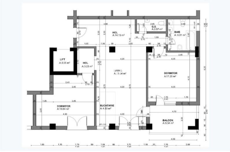 Apartament modern 3 camere - 90 mp utili + terasă - Str Iacob Bologa - Schiță 24