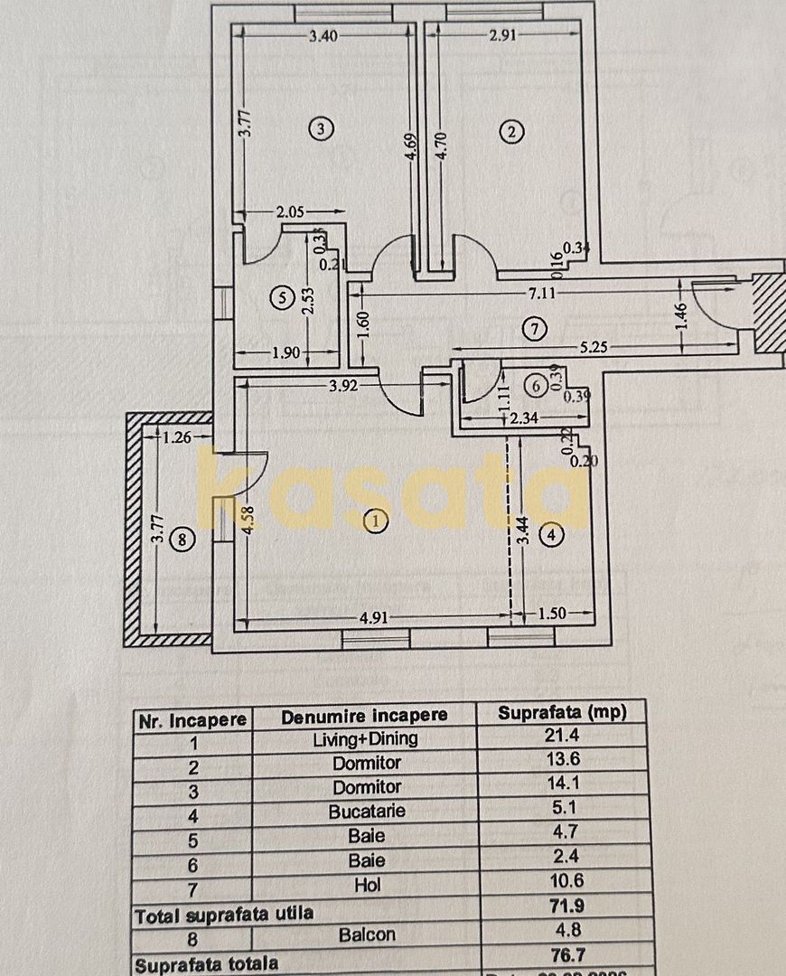 3 Camere 🏢 | Avangarde 📍STB aproape 🚌 | Metrou 🚇 - Schiță 12