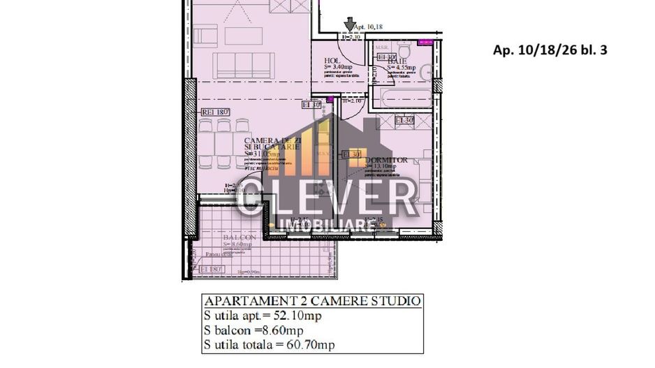 Studio 2 cam spatios 61 mp total, Comision 0% - zona Pallady - Schiță 14