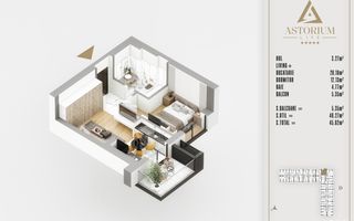 2 camere  proiect premium titan pallady - Schiță 6