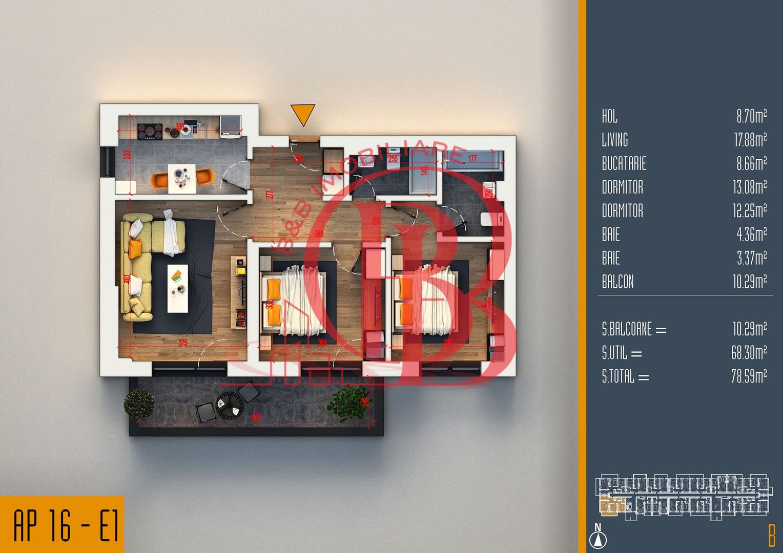 3 camere decomandat parcare bonus proiect nou Pallady - Schiță 2