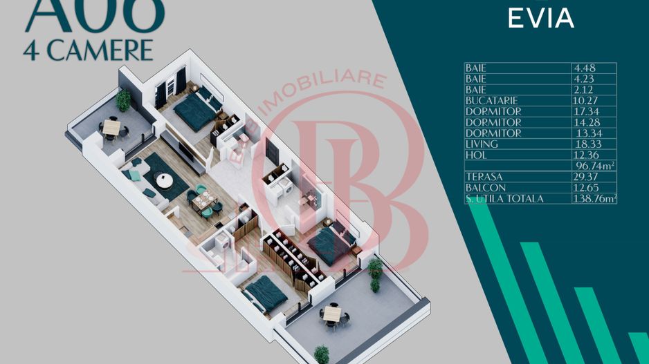 Apartament Premium 4 camere cu Terasa Pallady Metrou Teclu - Schiță 3
