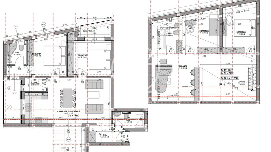 Penthouse 4 camere si birou la alb, aer conditionat(NCL-COL-ap.29) - Poză 4
