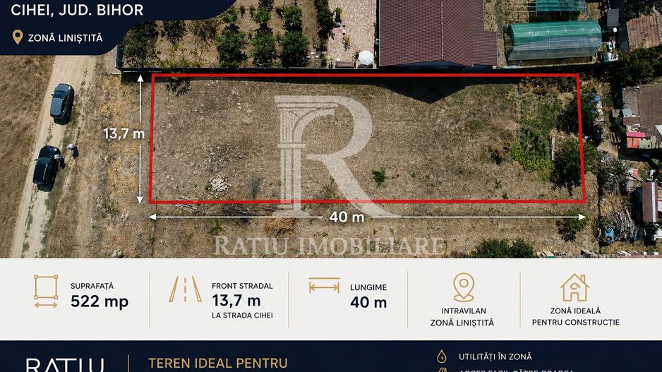 Teren intravilan de vânzare | Cihei | 522 mp - Poză 1