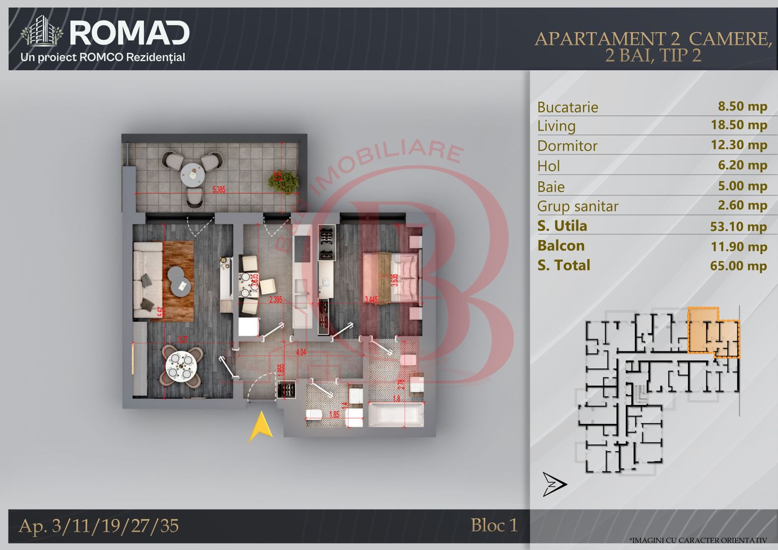 Apartament 2 camere Proiect Premium Independent Energetic - Schiță 11