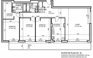 APARTAMENT PREMIUM 4 CAMERE | 166MP | TERASA 30MP | MOBILAT-UTILAT LUX - Schiță 15