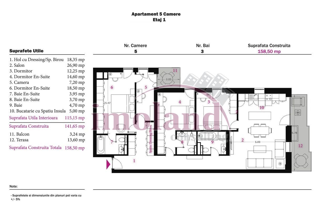 Vanzare - 5 camere - apartament NOU - 2026 - Pergola Nord-Pipera - Schiță 2