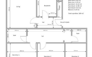 Steaua | 4 Camere | Decomandat | Etaj Intermediar | Centrala proprie - Schiță 11