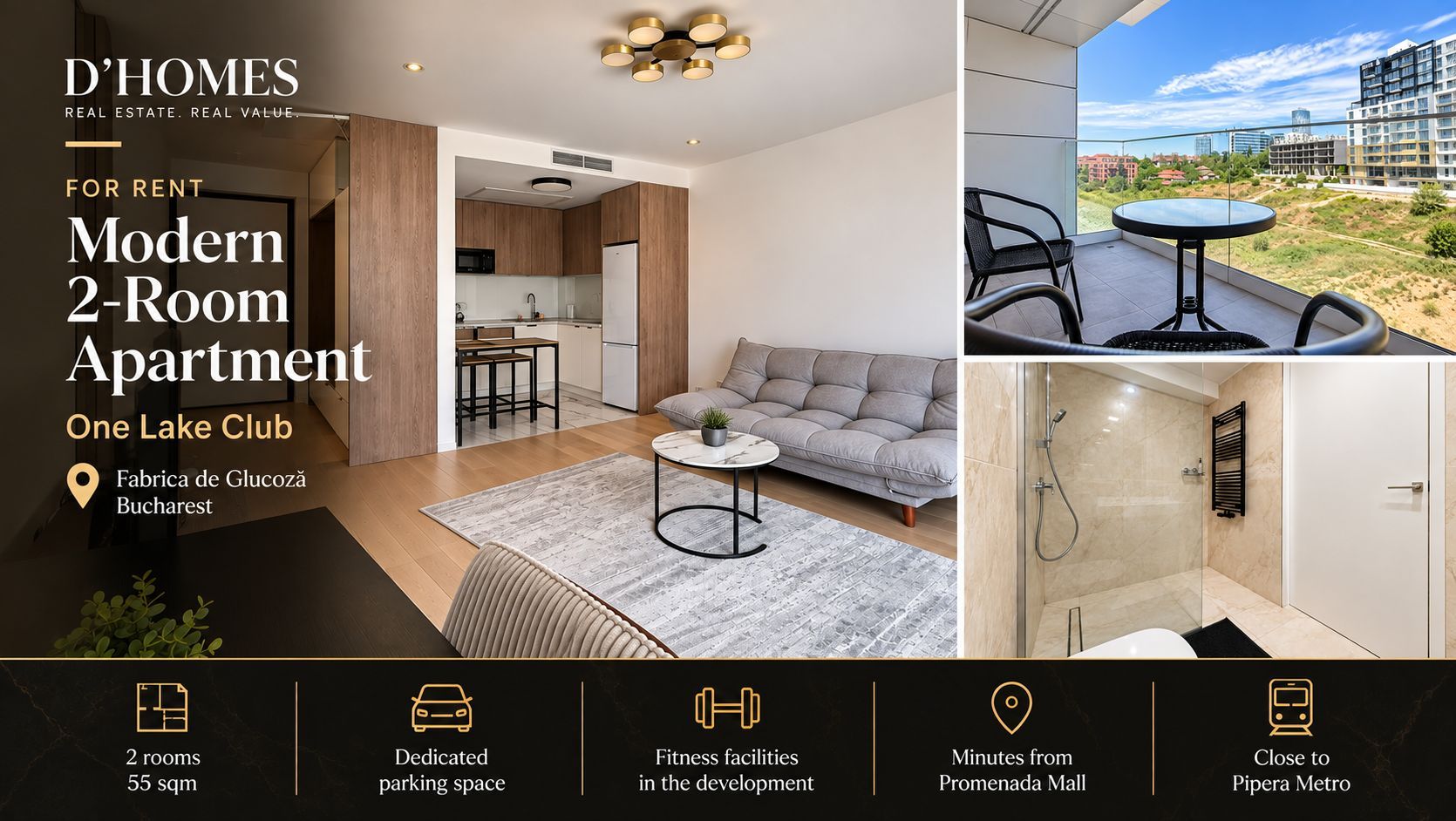 For Rent | Premium 2-Room Apartment | 55 sqm | One Lake Club - Poză 1