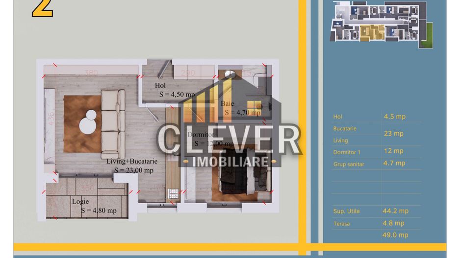 Ap 2 camere | 49 mp | 12 min metrou Nicolae Teclu - Pallady - Schiță 12