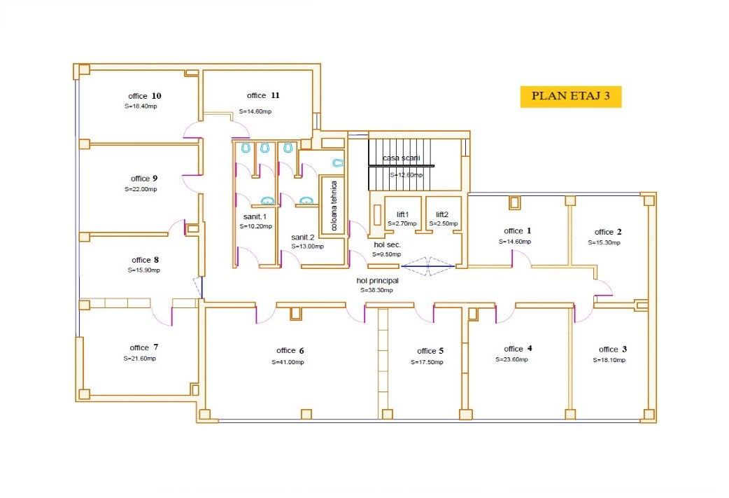 De inchiriat in cladire birouri P+5 etaje – ETAJ 3 - Poză 3