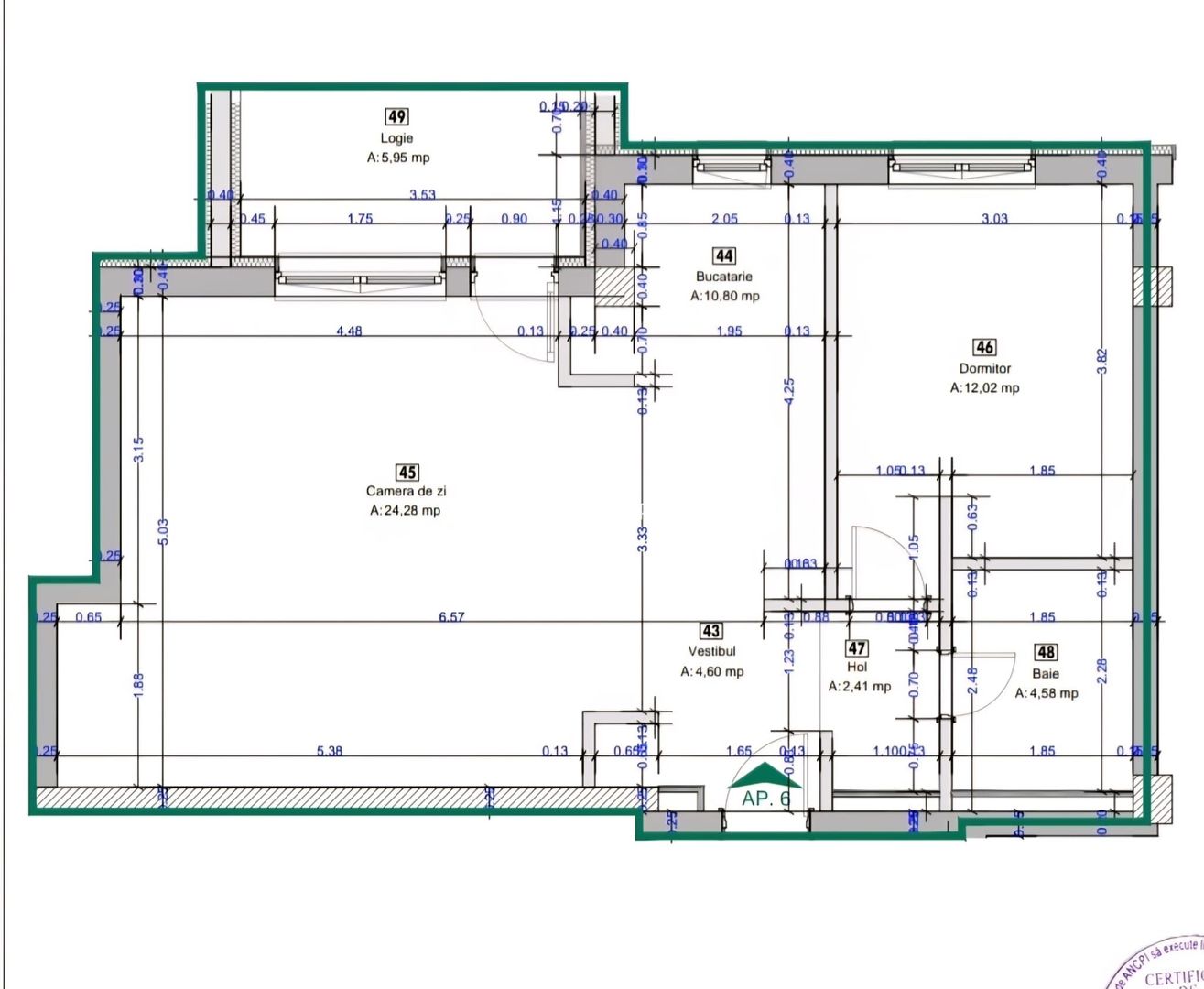 Apartament  2 camere/59 mp/ la cheie/zona Turnisor /Sibiu - Schiță 10