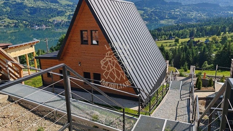 Cabana A Frame 4 camere 76 mp-teren 2,5 ari-panorama spre lac Colibita - Poză 4