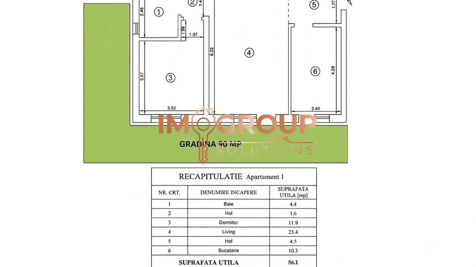 Apartament cu 2 camere + grădină 90mp + loc de parcare + 0% comision - Poză 1