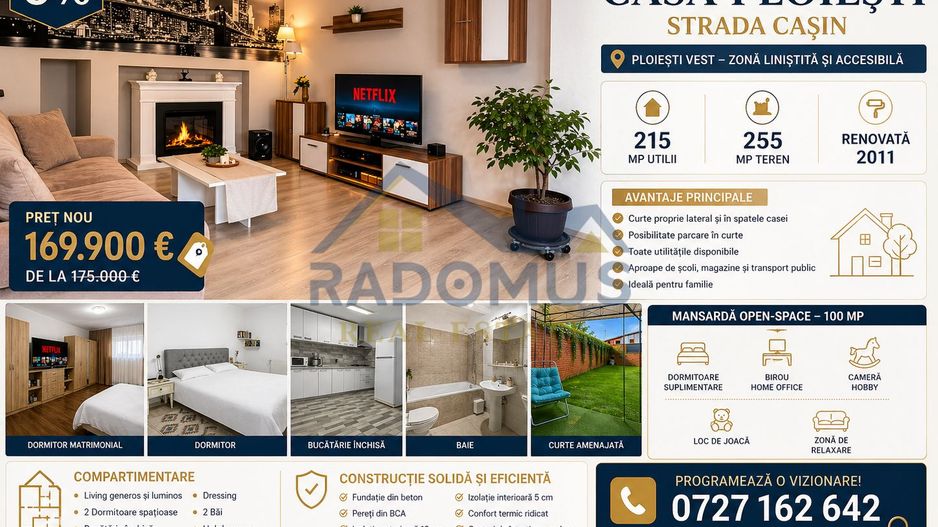 Casă  Ploiești – 215 Mp Utili | Strada Cașin | Teren 255 Mp | Renovat - Poză 18