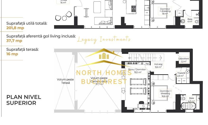 Loft 4 camere, 2 dormitoare si birou, 3 bai, terasa - Zona Floreasca - Poză 26