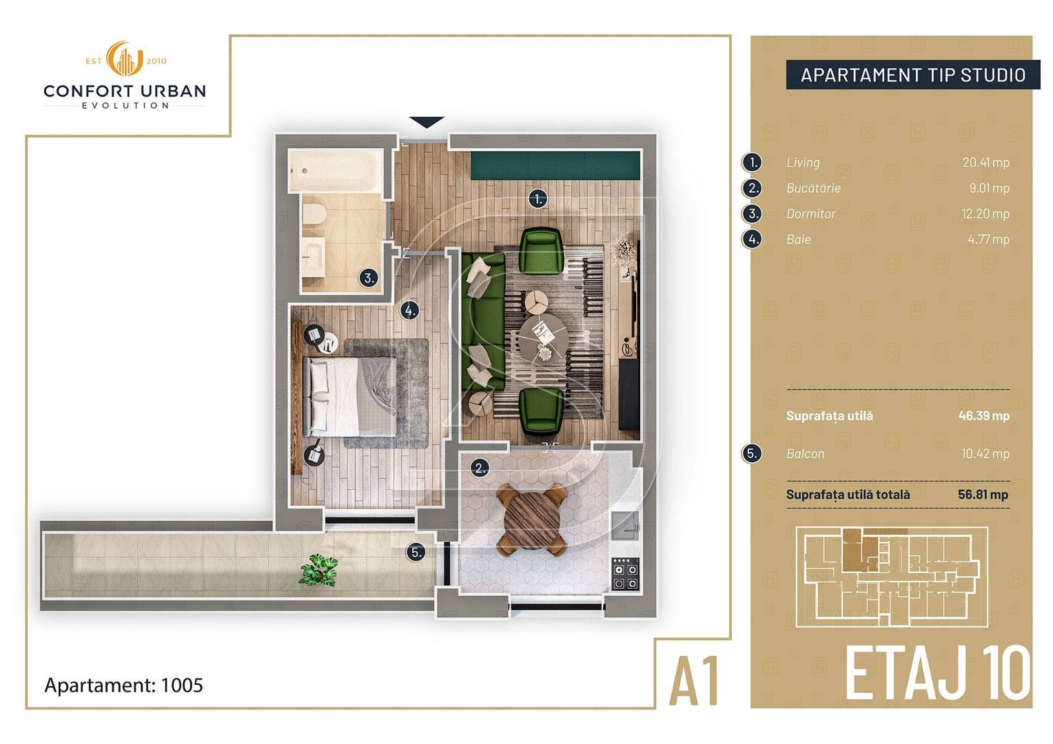 Apartament modern compartimentat, 2 camere, Pucheni-Rahova, Sector 5 - Schiță 5