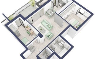 Apartament 3 camere | Balcon 22.2 mp | Etaj 3 | Turnisor - Poză 3