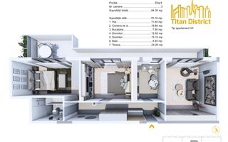 Apartament 3 Camere Decomandat, Titan-Pallady,Metrou N.Teclu - Schiță 8