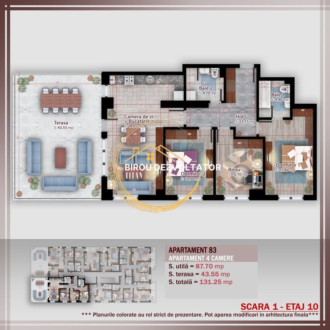 Penthouse 12 minute de metrou Vedere superba Terasa mare Proiect TOP - Schiță 8