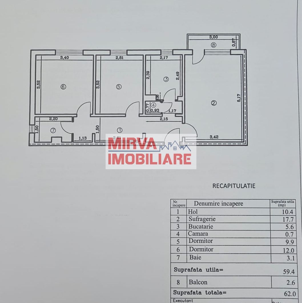 Vânzare apartament 3 camere | Zona Vest – Lămâița | Etaj 10/10 - Schiță 33