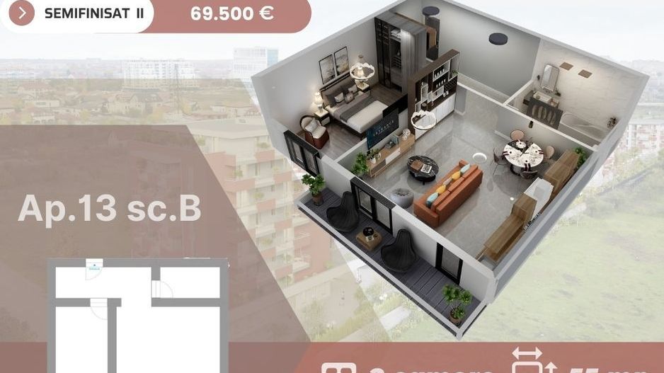 Proprietar, apartamente 2 camere, zona Torontalului, comision 0% - Poză 3