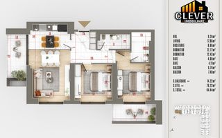 Apartament Premium 3 Camere Suprafata Generoasa Th. Pallady - Poză 1