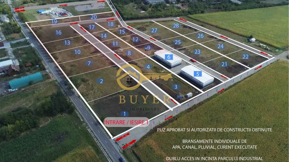 Teren intravilan cu PUZ aprobat pt hale industriale- Zona Sura Mica - Poză 1