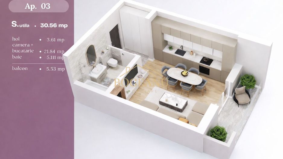 BG143- Apartament 1 cameră bloc nou | terasă | parcare inclusă | Giroc - Poză 4