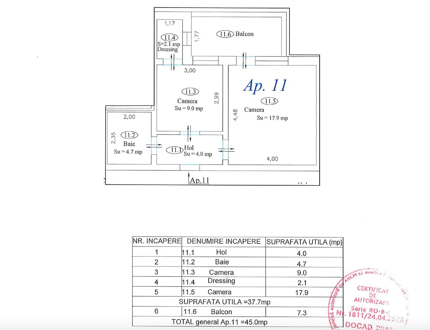 Apartament nr.11 cu 2 camere complet mobilat si utilat - Poză 9