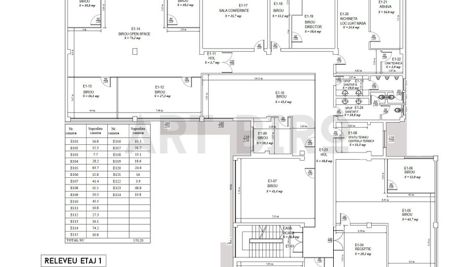 Zero comision, 200-600mp birou mobilat, move-in, Preciziei, 9' metrou - Schiță 19