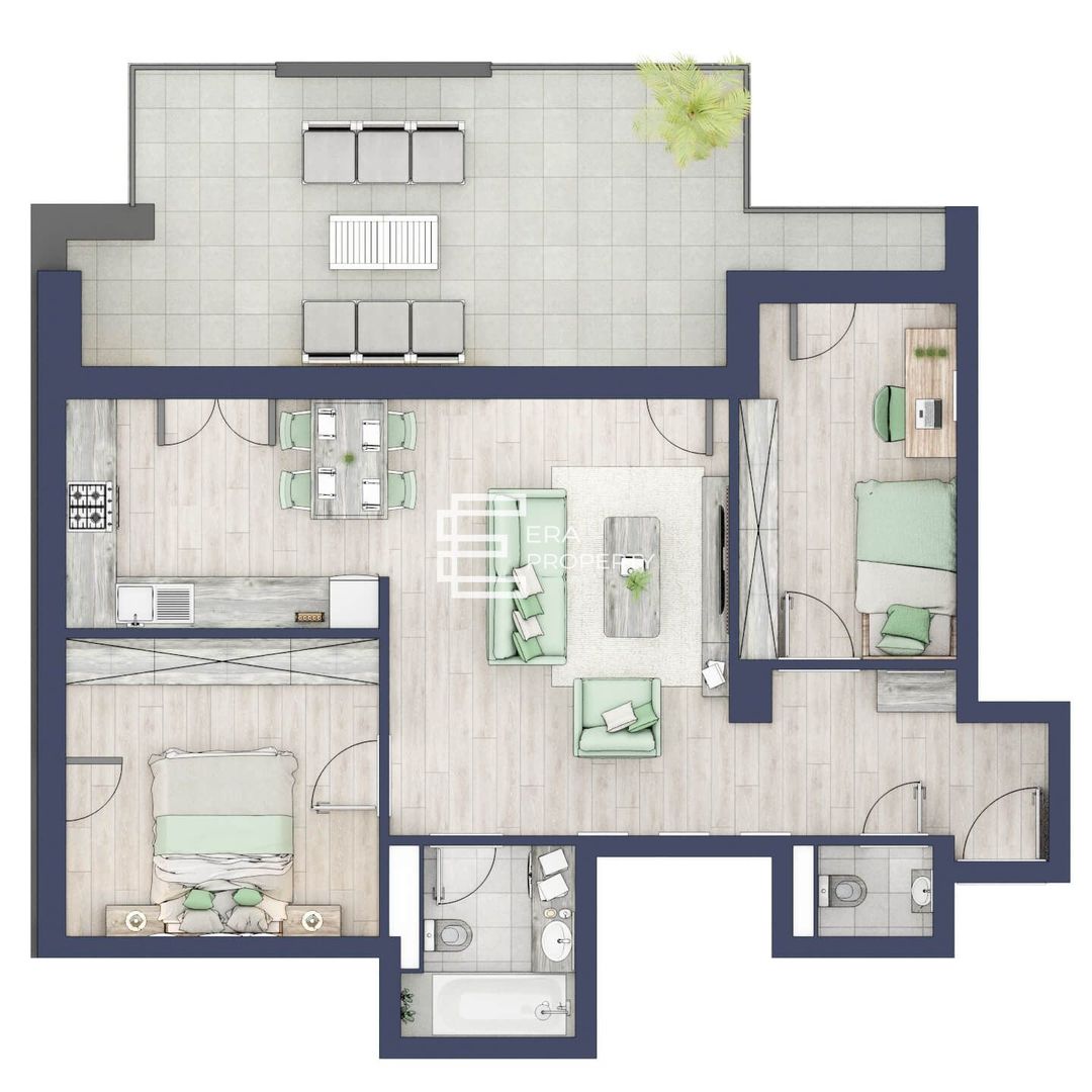 Apartament 3 Camere | 66,5 mp + Terasă 27 mp | – Sibiu - Schiță 13