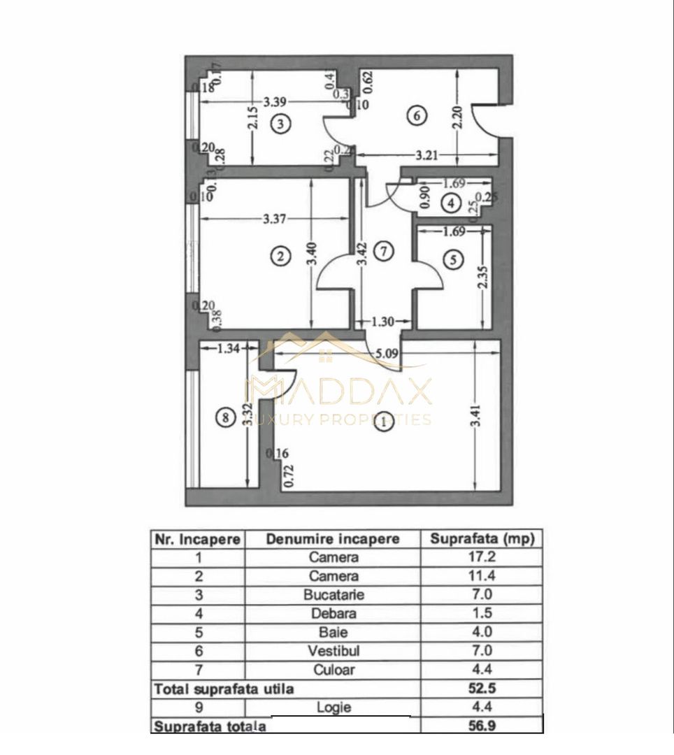 Apartament 2 camere * 52.5 mp* // Turda – Domenii - Schiță 6