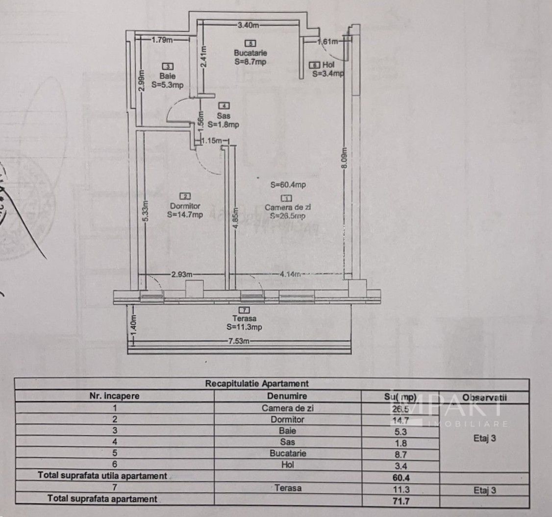 2 Camere | Confort Sporit | Terasa | Parcare Subterana | Zorilor - Schiță 9