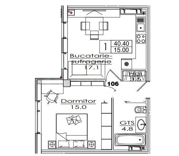Vânzare, apartament, 2 camere, str. Dumbrava, Durlești - Poză 3