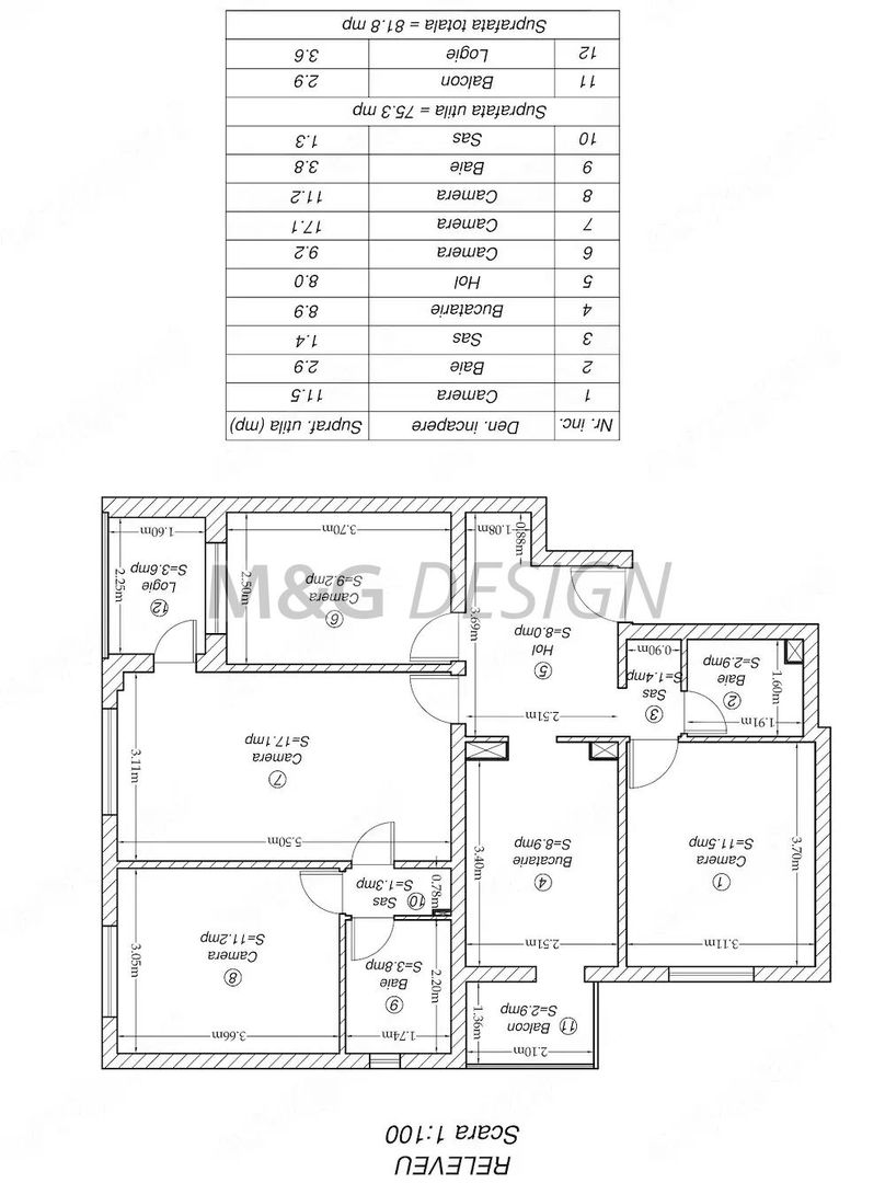 4 camere Complex Studentesc-Sala Olimpia etaj 2 - Schiță 12