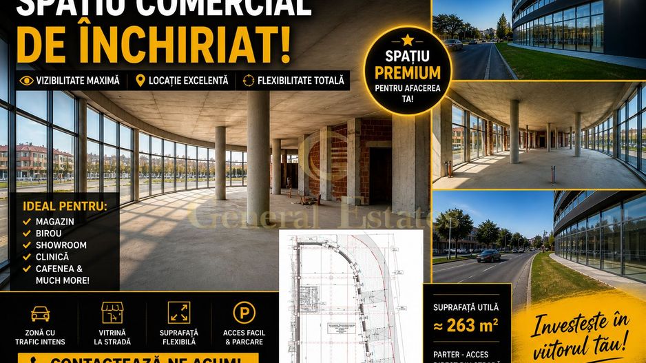SPAȚIU COMERCIAL DE ÎNCHIRIAT – VIZIBILITATE MAXIMĂ –STR. I.C BRATEANU - Poză 1
